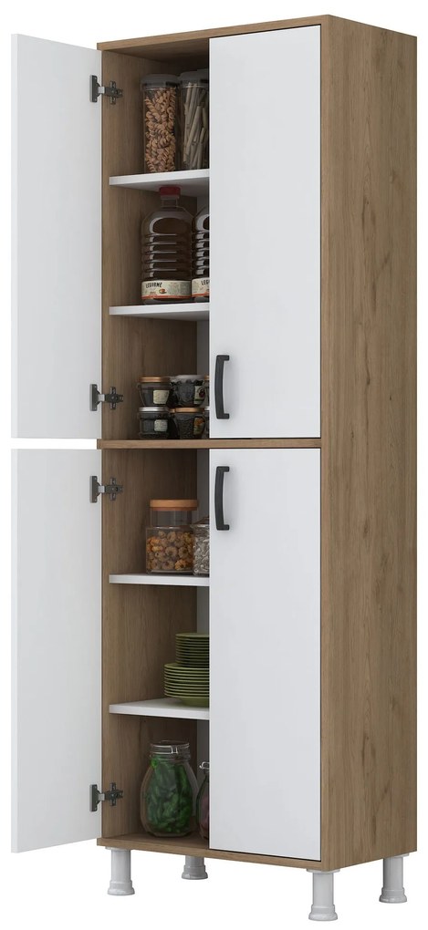 Dulap Bucatarie Cheriff cu 4 usi, Alb, 63 x 191 x 36 cm