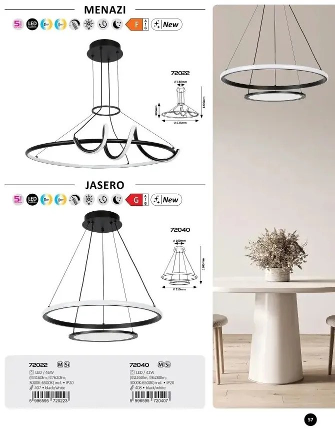 Lustra LED suspendata cu telecomanda Menazi