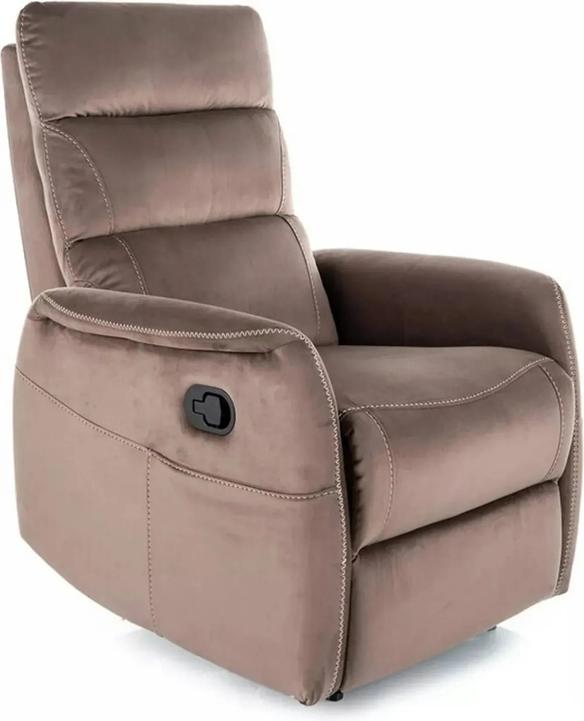 Fotoliu recliner SOLON M, stofa catifelata cappuccino - Bluvel 38, 74x