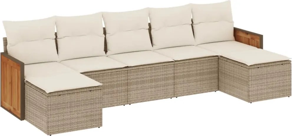 vidaXL Set canapele de grădină, 7 piese, cu perne, bej, poliratan