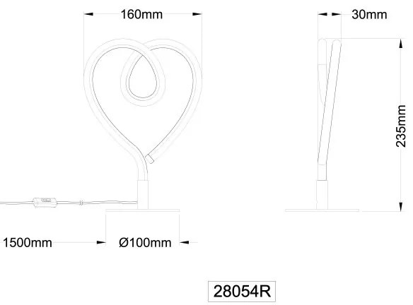 Veioza LED Lampa de masa metal rosu AMORE