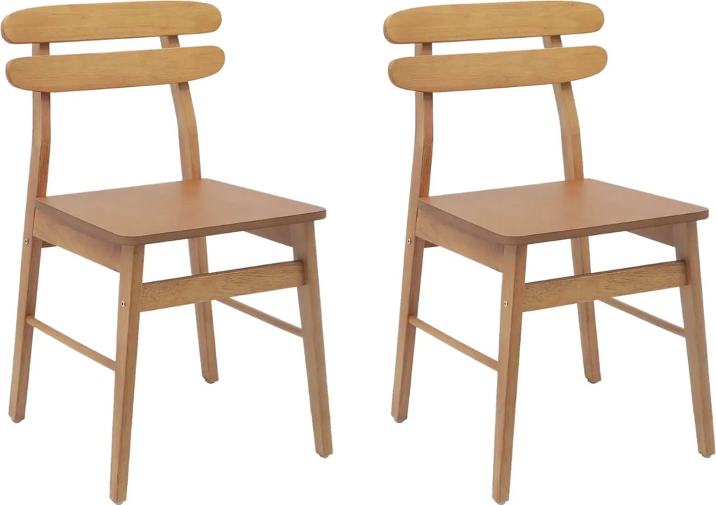 vidaXL Scaun de sufragerie 2 pcs natural Lemn Solid de Cauciuc