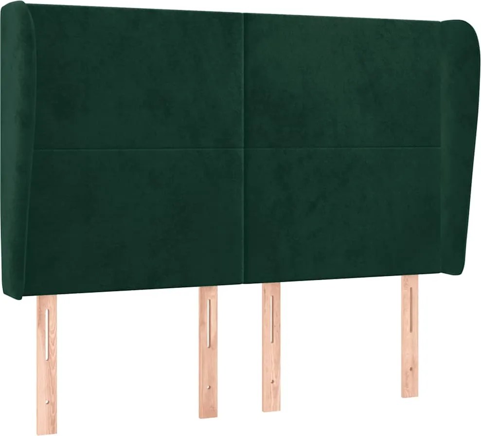 vidaXL Tăblie pat cu aripioare verde închis 147x23x118/128 cm catifea