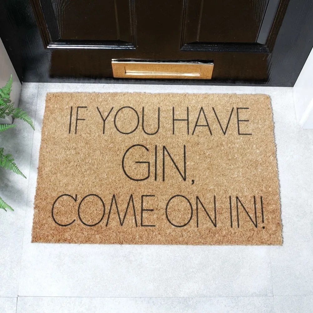 Covoraș de intrare din fibre de nucă de cocos 40x60 cm If You Have Gin – Artsy Doormats
