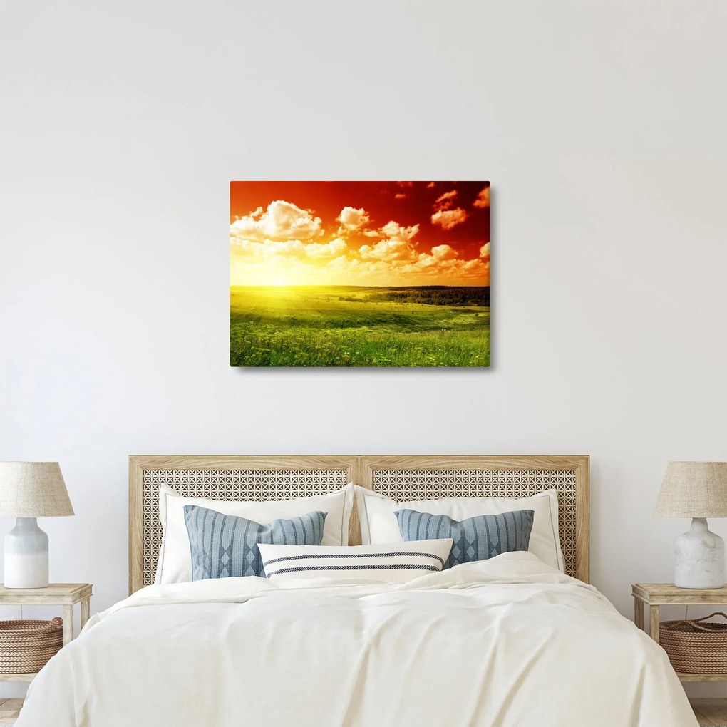 Tablou cu luncă cu soarele strălucitor (70x50 cm)