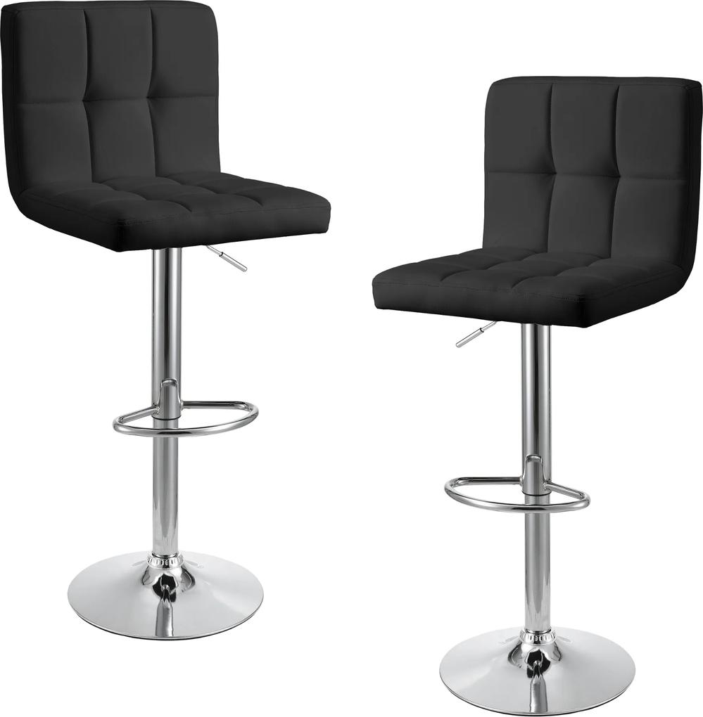 [en.casa]® 2 x scaune bar  design capitonate Model 1 - fara cotiere, rotative, inaltime reglabila, imitatie piele negru