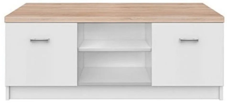 Comoda TV 2D, PAL melaminat, alb/stejar sonoma, TOPTY