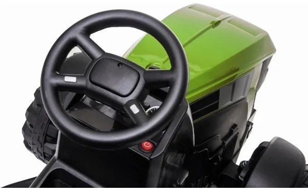 Tractor electric cu remorcă, pentru copii 2x30W/7000 mAh negru/verde + telecomandă