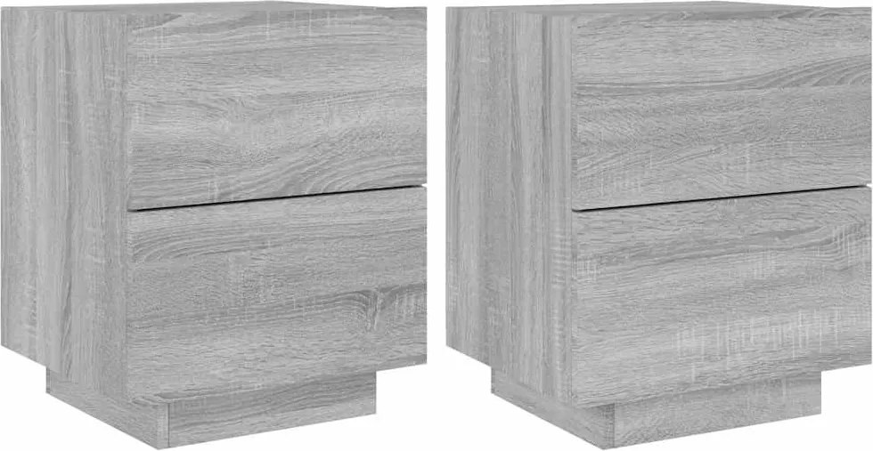 vidaXL Noptiere cu lumini LED, 2 buc., sonoma gri, lemn prelucrat