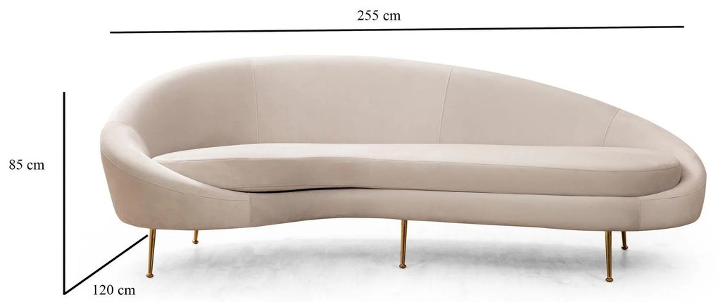 Canapea Fixa cu 3 locuri Eses Stanga - Dreapta, Bej, 255 x 85 x 120 cm