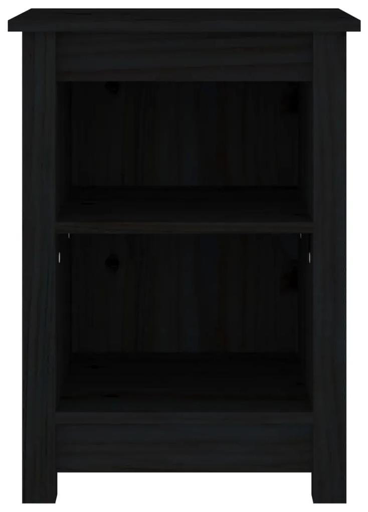 Noptiere, 2 buc., negru, 40x35x55 cm, lemn masiv de pin 2, Negru