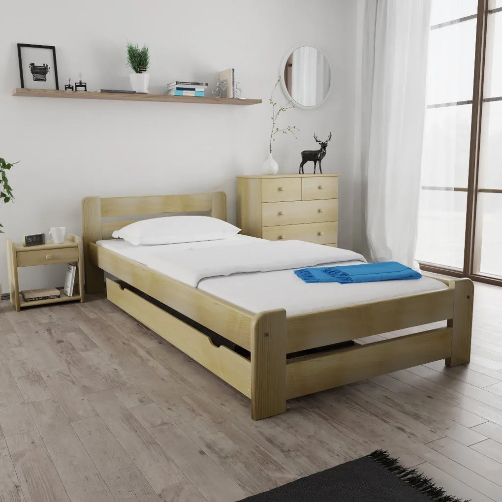 OFERTA Pat Laura 80 x 200, pin Clasa a II.calitate Saltele: Fara saltea, Somiera pat: Fara somiera