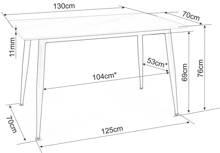 Masa de bucaterie Rion 130 x 70 cm, marmura/negru