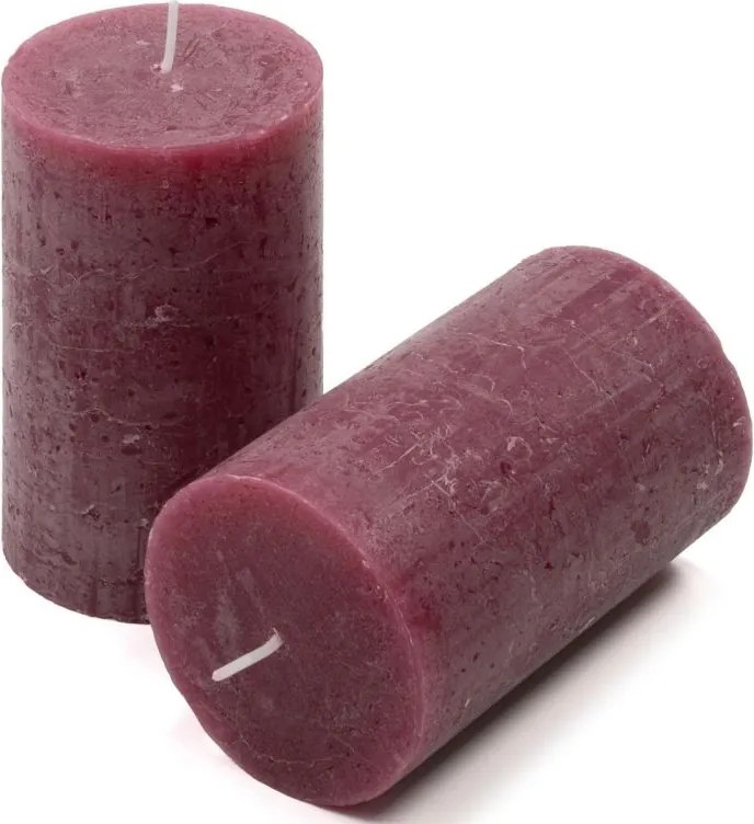 Set de lumânări rustice, 11,5 cm, Ø 6,8 cm, burgundy, 6 buc