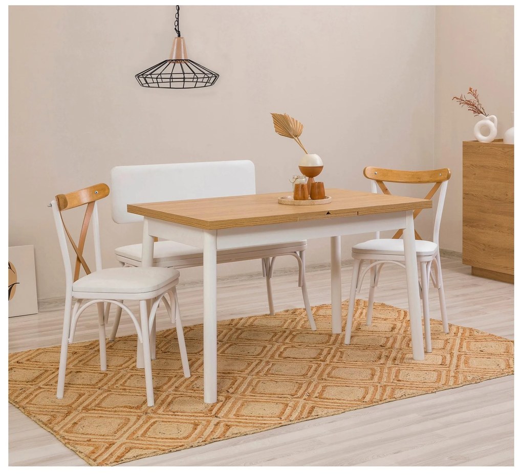 Set mobilier sufragerie Duvasa 23 (alb) (pentru 4 persoane). 1093794