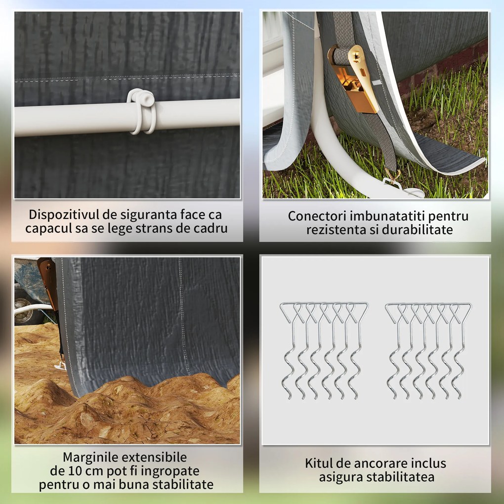 Outsunny Cort Garaj de Exterior din Metal și Țesătură PE, pentru Motociclete și Biciclete, 240x200x202 cm, Gri Închis | Aosom Romania