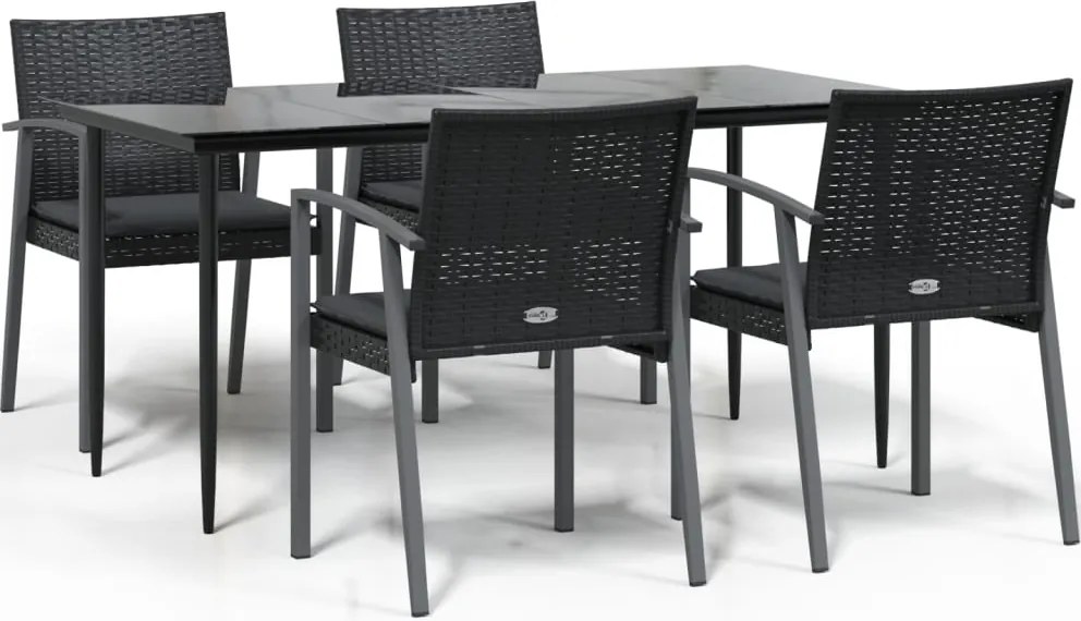 vidaXL Set mobilier de grădină cu perne, 5 piese, poliratan și oțel