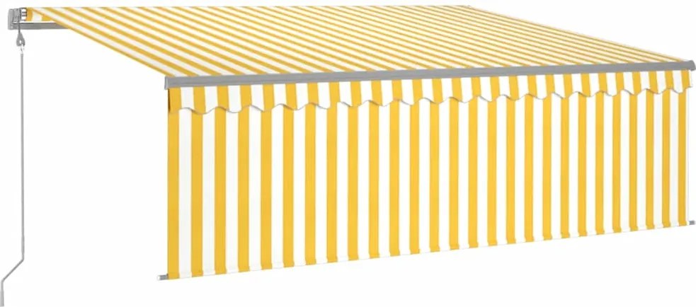 vidaXL Copertină automată cu stor&senzor vânt&LED, galben&alb, 4x3 m