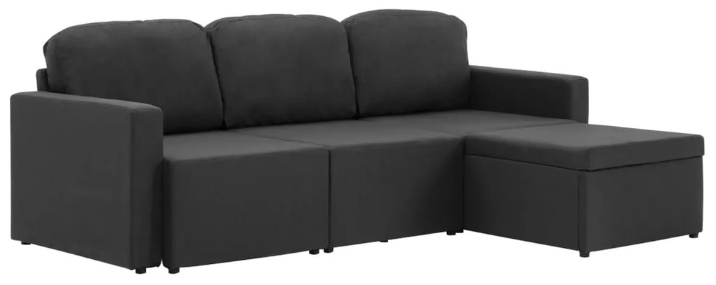 288784 vidaXL Canapea extensibilă modulară cu 3 locuri, gri închis, textil