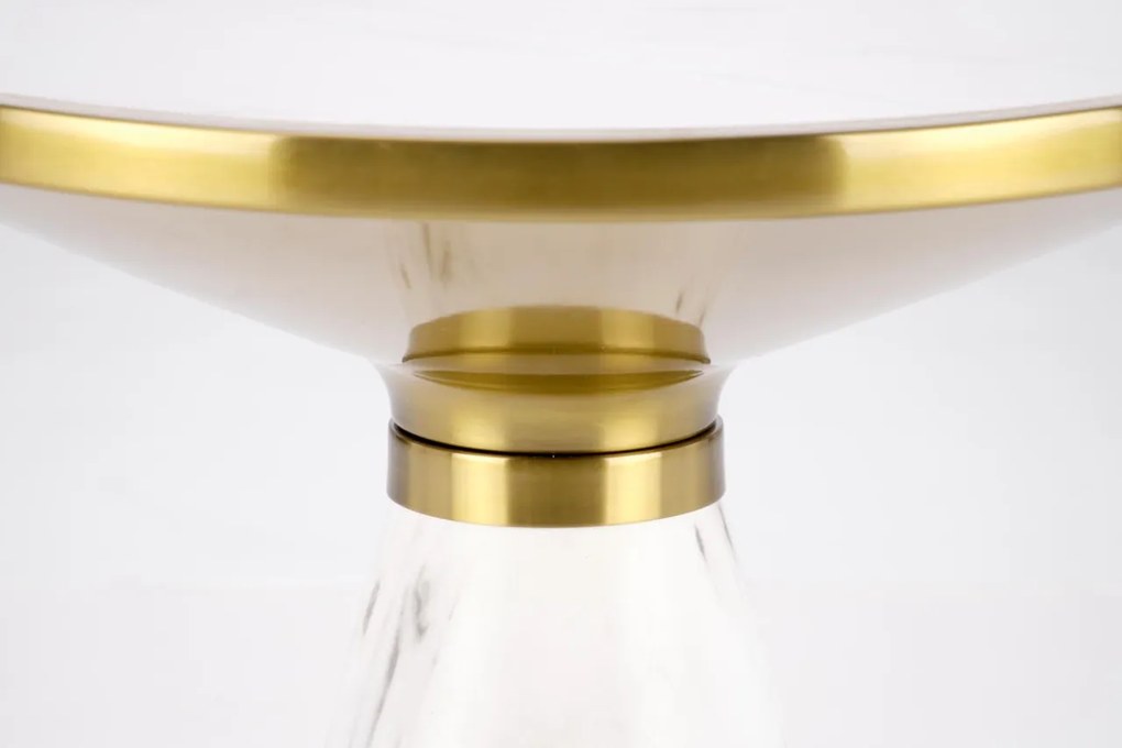 Masa de cafea Talbi marmura alba/alb/auriu ø50/h52 cm