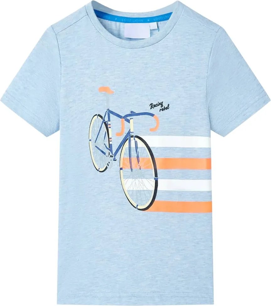 vidaXL Tricou pentru copii, albastru deschis melanj, 128