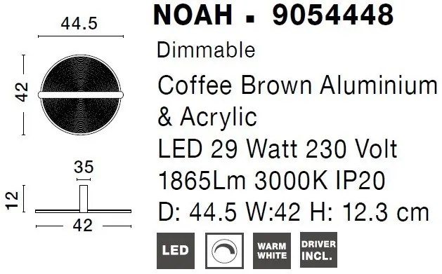 Plafoniera LED dimabila, design modern Noah maro 44,5cm