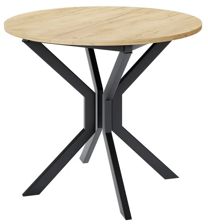 Masă sufragerie extensibilă 90 cm Kertare M 90 (Stejar craft auriu + Negru) (pentru 2-4 persoane). 1105352