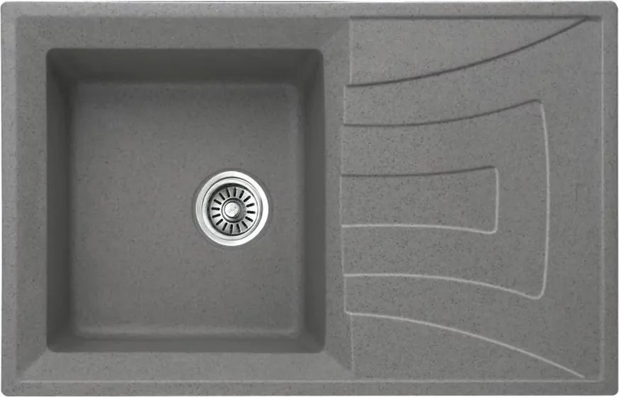 Chiuveta compozit Inter Ceramic finisaj granit gri 78x50 cm cu picurator