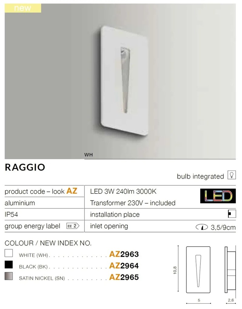 Spot LED incastrabil ambiental IP54 RAGGIO negru