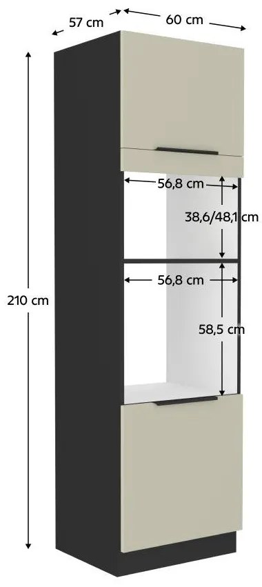 Dulap înalt pentru cuptor încorporat și cuptor cu microunde Arikona 60 DPM 210 2F (cashmir + negru . 1097070