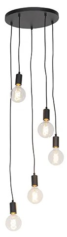 Lampă suspendată modernă neagră 35 cm 5 lumini - Facil