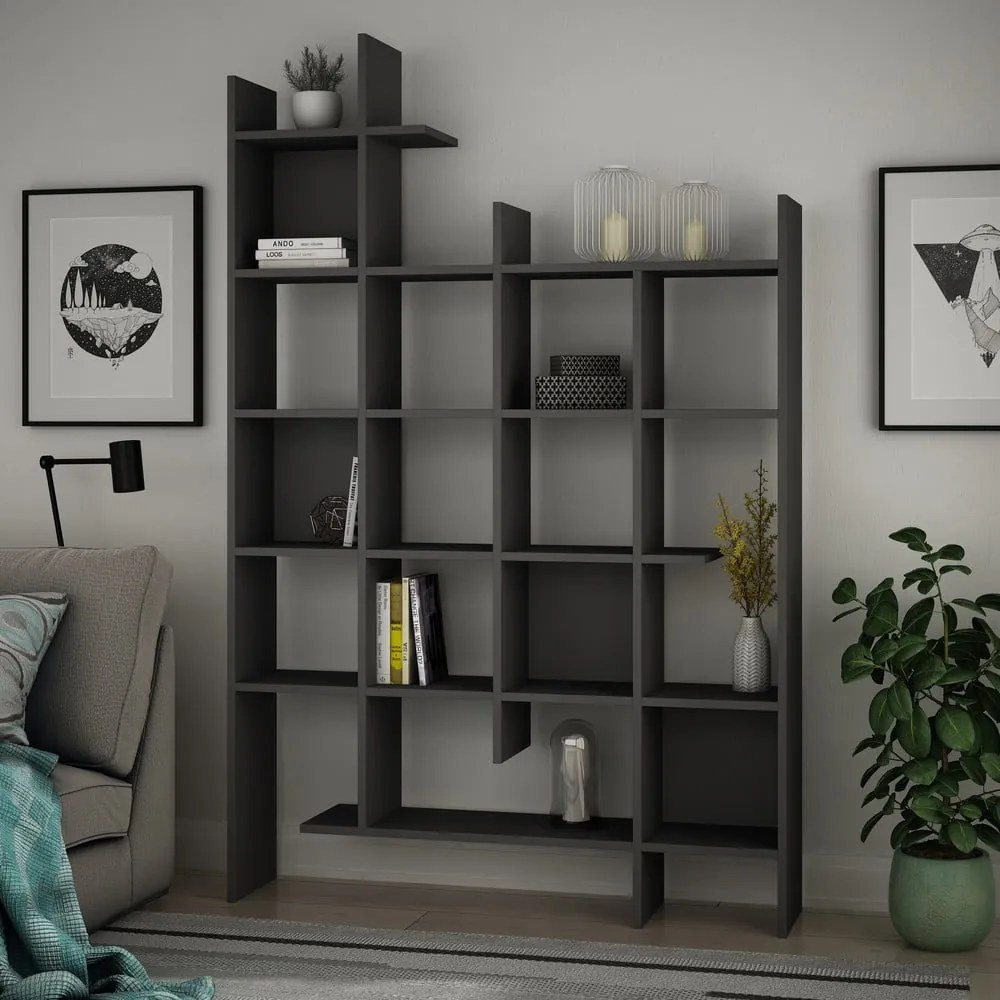 Bibliotecă gri antracit 122x188 cm Manco – Kalune Design