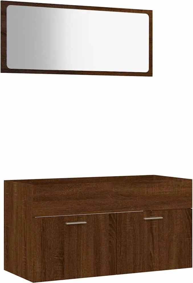 vidaXL Set mobilier de baie, 2 piese, stejar maro, lemn prelucrat