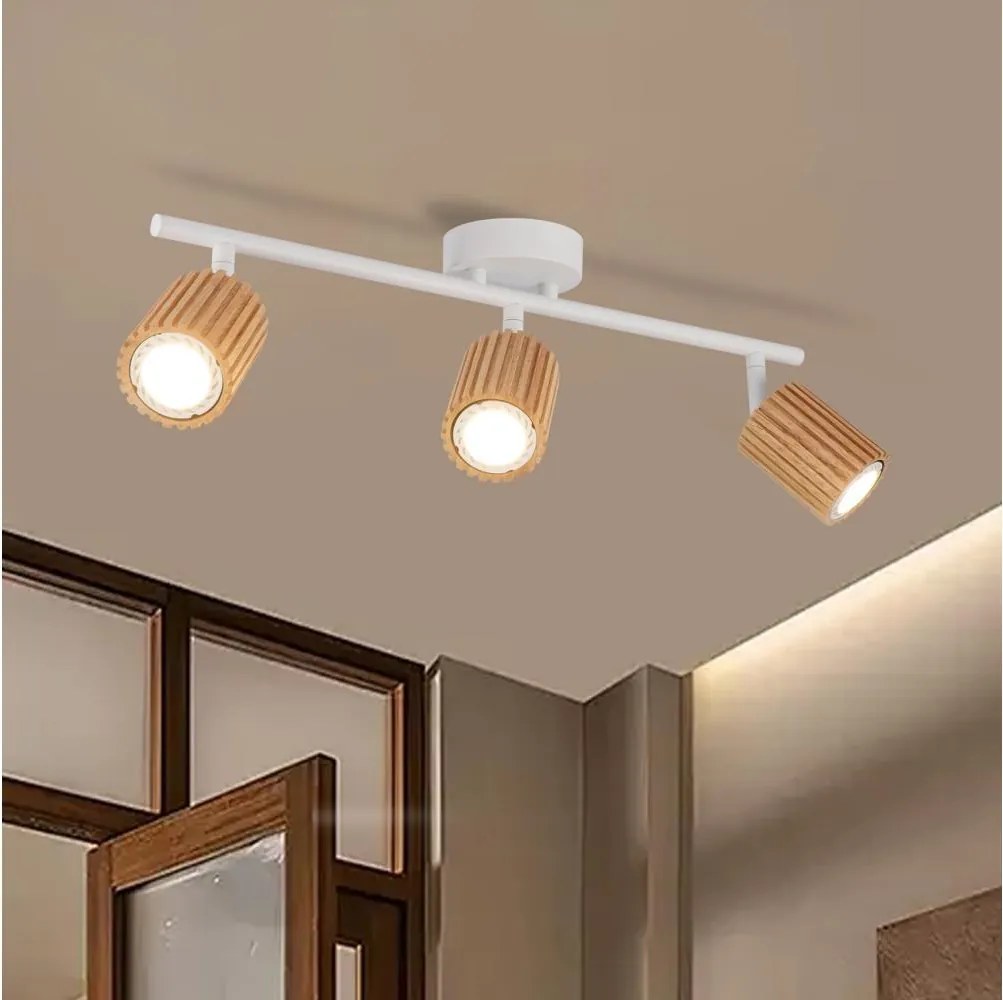 Brilagi - Plafonieră MODERN WOOD cu 3 spoturi, GU10/8W/230V, lemn/alb