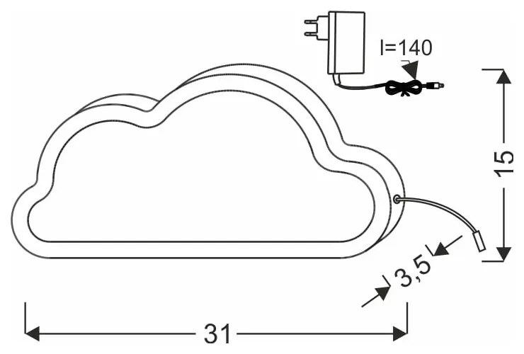 Veioză pentru copii roz Cloud – Candellux Lighting