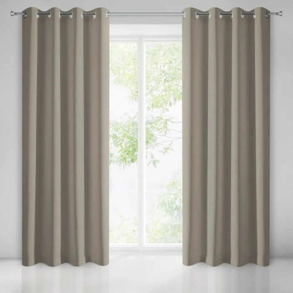 Draperie blackout culoarea bej cu inele metalice Lungime: 250 cm