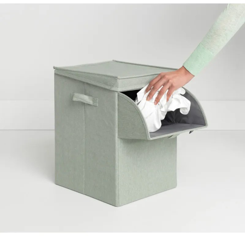 Cos de rufe stivuibil Brabantia 1000829, 35 l, Deschidere frontala, Capac larg, Pliabil, Verde
