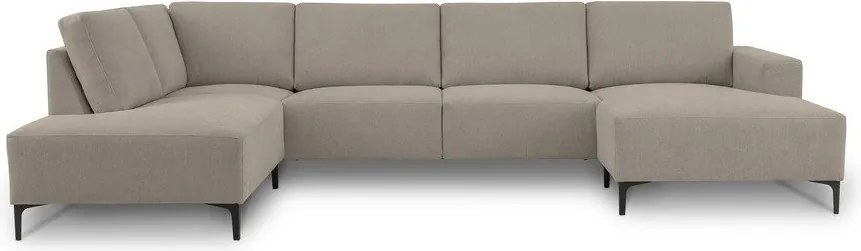 Colțar maro deschis cu tapițerie din chenille (cu colț pe partea stângă/în formă de "U") Fabian – Scandic