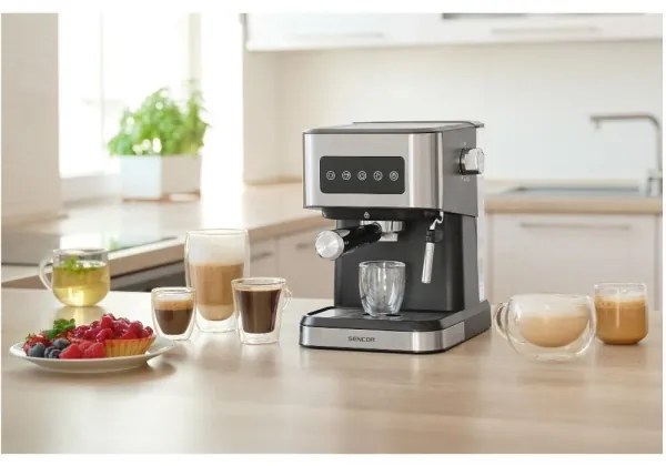 Sencor - Espressor cu pârghie 1050W/230V, negru/crom mat