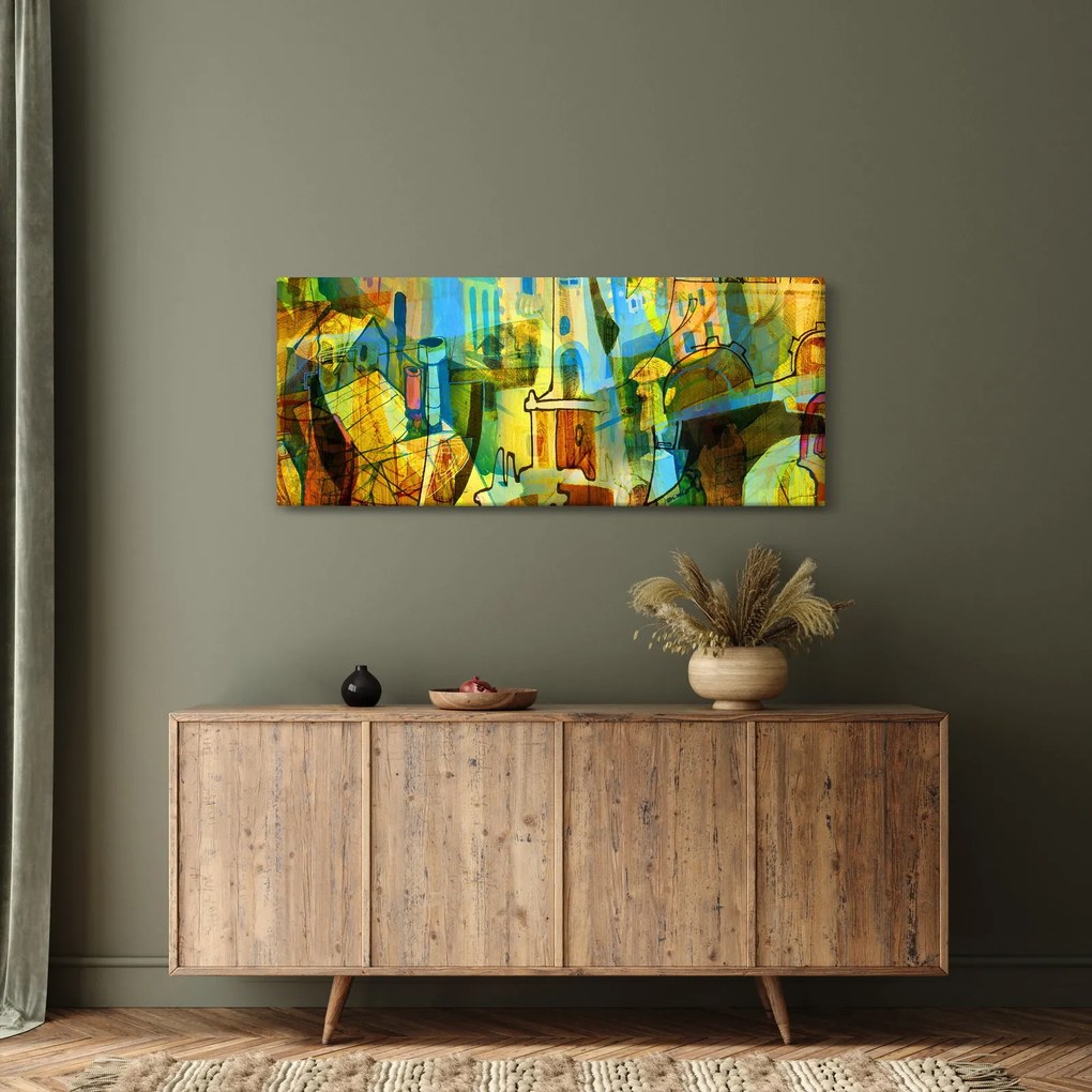 Tablou - Arhitectură, abstractizare cubistă (120x50 cm)