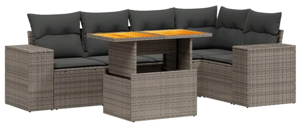 3272628 vidaXL Set mobilier grădină cu perne, 6 piese, gri, poliratan