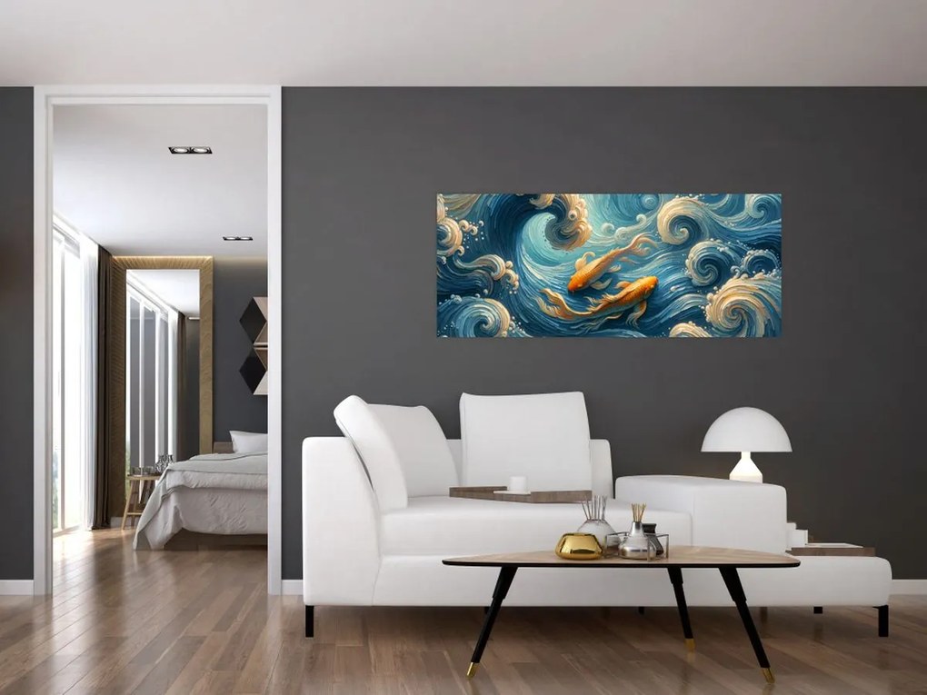 Tablou - Pești aurii (120x50 cm)