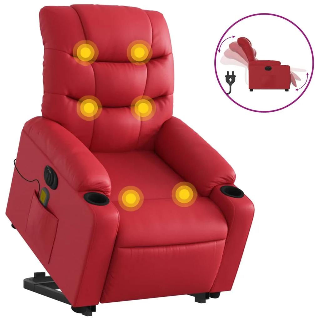 3206625 vidaXL Fotoliu electric masaj rabatabil cu ridicare, roșu