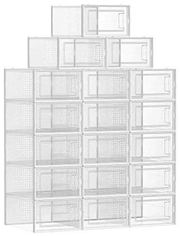 Pantofar din plastic, Songmics, Alb, 33.5 x 23.2 x 14.3 cm