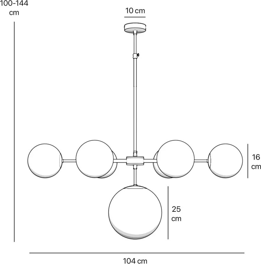 Candelabru din alama cu sfere albe din sticla Musa
