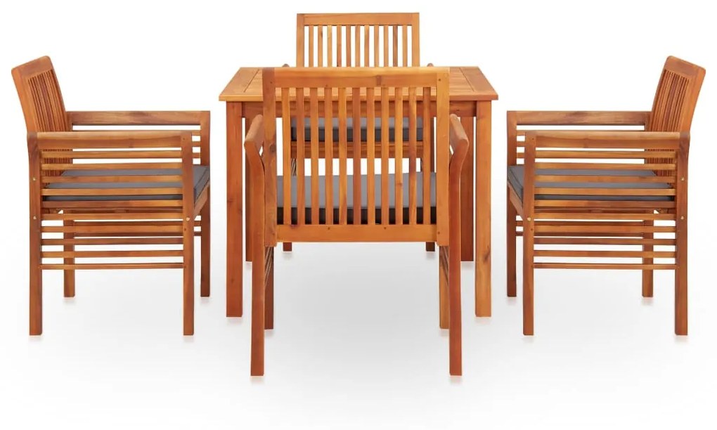 278902 vidaXL Set mobilier de exterior cu perne 5 piese, lemn masiv de acacia