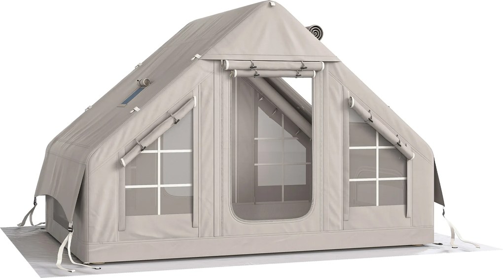 Outsunny Cort gonflabil 5–8 persoane, montare rapidă, 8000 mm impermeabil și rezistent la vânt cu pompă, racord pentru sobă, fereastră de acoperiș | Aosom Romania
