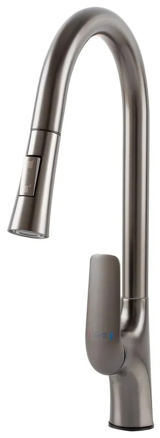 Ibiza Gun Grey Baterie de bucătărie cu duș extractibil