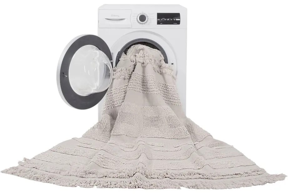 Covor gri deschis/crem lavabil/țesut manual din bumbac 140x200 cm Air Natural – Lorena Canals