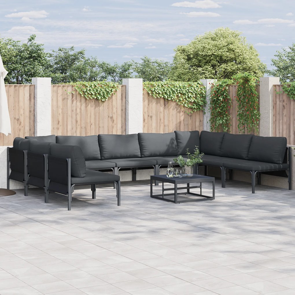 vidaXL Set de canapele pentru grădină 9 pcs Antracit Oțel